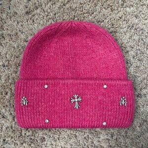 Pink Beanie with Silver Embellishments